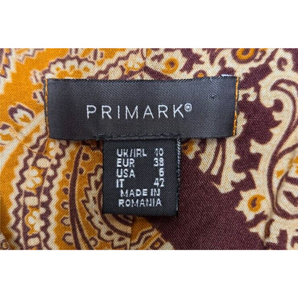 Womens Strappy Jumpsuit 6 Gold Brown V Neck Wide Leg Paisley Boho Flowy Indie - Picture 5 of 12